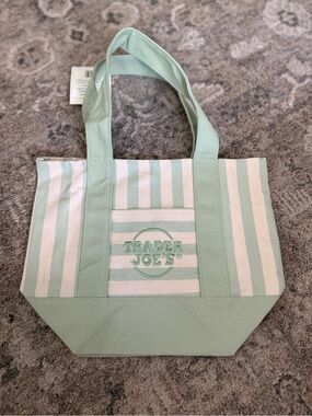 NWT Trader Joe’s Mini green stripped tote